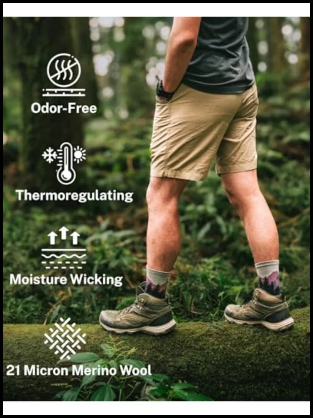 Merino Wool Hiking Socks Micro Crew Moisture Wicking Anti-Blister Men Women